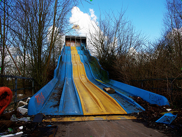 Desperately dirty  abandoned slide