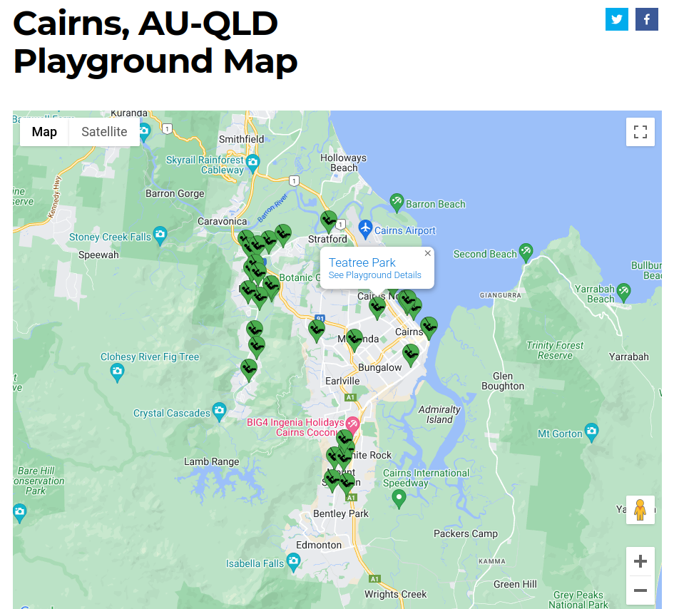 Playground City Map for Cairns, QLD, Australia